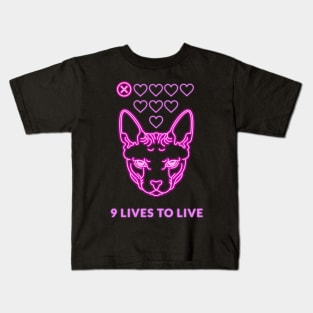 Cyber Sphynx cat: 9 Lives to live Kids T-Shirt